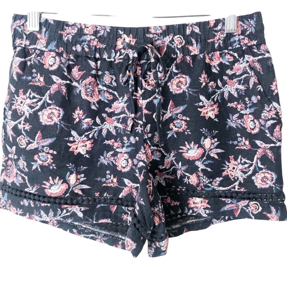 Ann Taylor Loft Petites NWT Women's Linen Blend Blue Floral Shorts Size XSP